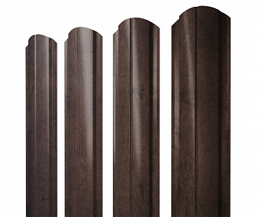 Штакетник Полукруглый Slim фигурный  Print Premium Antique Wood TwinColor 0,45 мм
